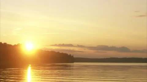 WS Lake at sunset Stock-Footage 11340929