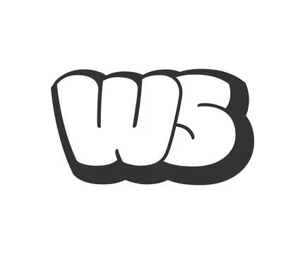 WS logo, bubble comic lettering, rounded in graffiti style black and white .. Stock Illustration