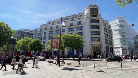 WS Louis Vuitton flagship store building, Avenue des Champs-Elysees, Paris Video stock 194486314