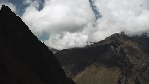 WS Pan mountains and clouds in Cusco Peru Stock Footage 130432100