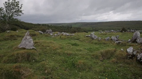 WS PAN Old Ruins of Stone Building / Ireland Stock Footage 69967111