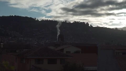 WS Pan,View of Cusco, Peru. Sunrise Video stock 130353032
