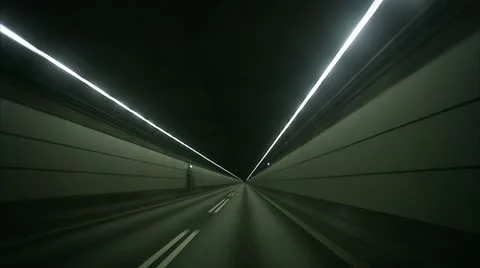 WS POV Car moving through tunnel / Skane, Scandinavian Peninsula Stock-Footage 11339908