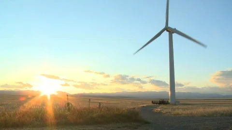WS of Prairie Windmill Vertical Stock Footage 342117