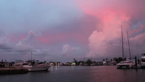 WS purple clouds at dock Stock Footage 104738891