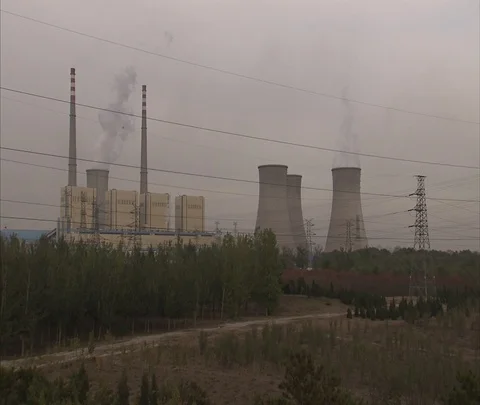 WS Shenhua Sanhe coal burning power plant Stock Footage