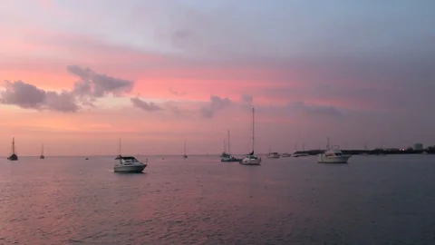 WS Sunset Boats Stock-Footage 104739279