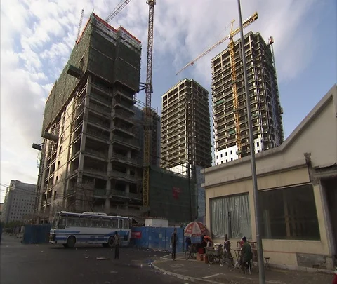 WS three new high-rises under construction Stock Footage 86744936