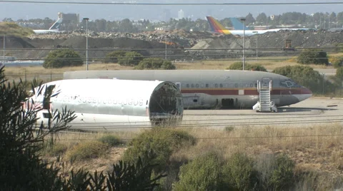 WS Two Old Airplanes in a Plane Graveyard 2 Stock Footage 4280202
