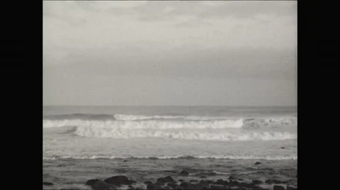 WS Waves Rocky Beach Stock Footage 56162219
