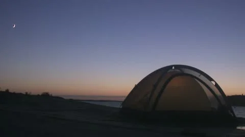 WS ZO View of dome tent by river / Stockholm Stock-Footage 11339482