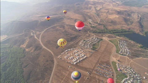 WSHotAirBalloons overhead Stock Footage 448330