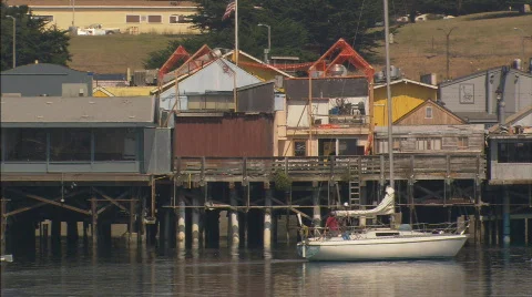 WSMontereyHarborSailBoat Stock Footage 476633