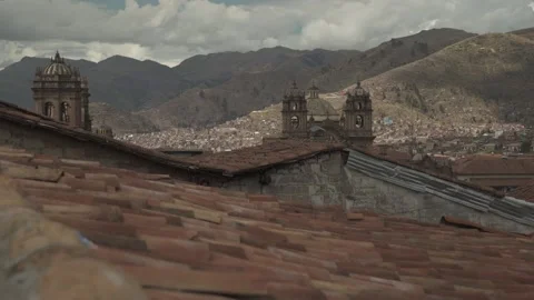 WS,View of rooftops and mountains, Cusco, Peru Stock Footage 130423783