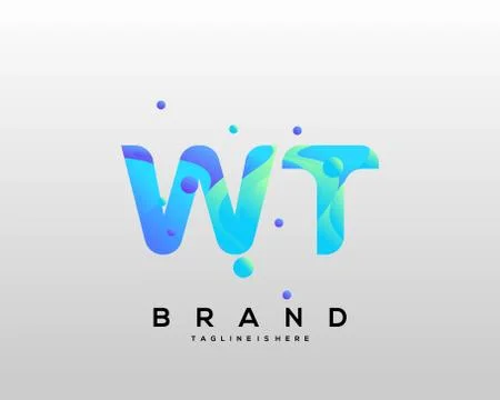 WT initial logo With Colorful template vector. Stock Illustration