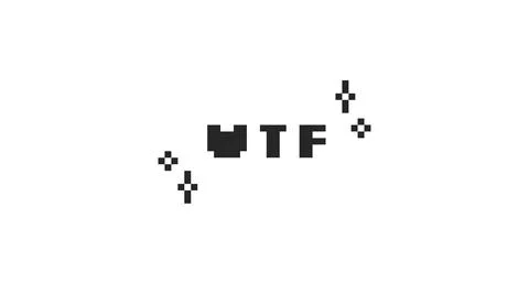 WTF abbreviation black pixel art social media slang word Stock Illustration