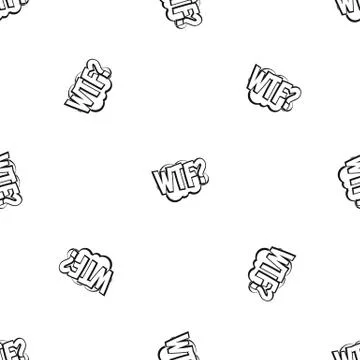 WTF, comic book bubble text pattern seamless black Illustrazione stock