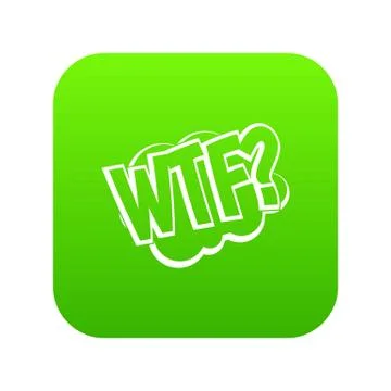 WTF, comic book bubble text icon digital green Stockillustratie