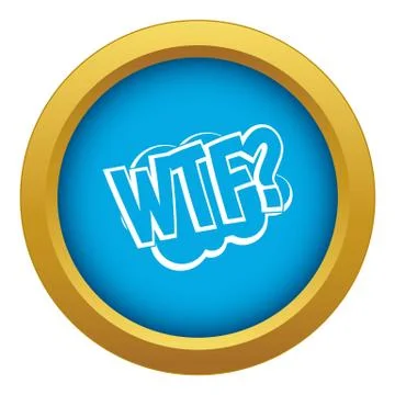 WTF, comic book bubble text icon blue vector isolated Illustrazione stock