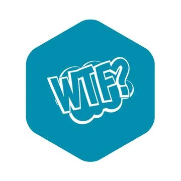WTF, comic book bubble text icon, simple style Illustrazione stock