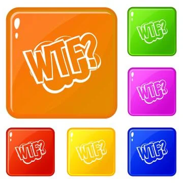WTF, comic book bubble text icons set vector color イラスト素材