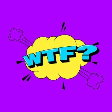 WTF comic book bubble in trendy retro style. Onomatopoeic expressions 스톡 일러스트