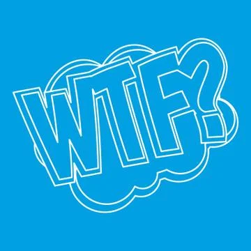 WTF, comic text sound effect icon, outline style Illustrazione stock