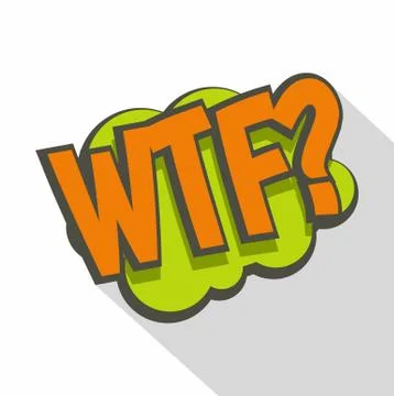 WTF, comic text sound effect icon, flat style Stockillustratie
