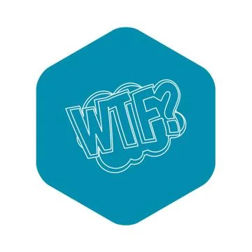 WTF, comic text sound effect icon, outline style Stock Illustration