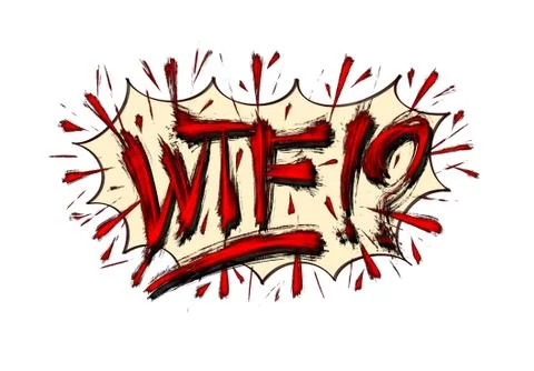 WTF!? - comics sppech bubble sound effect illustration explosion Stock-Illustration