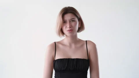 Wtf expression annoyed girl asking what gif loop Stock Footage 159070030