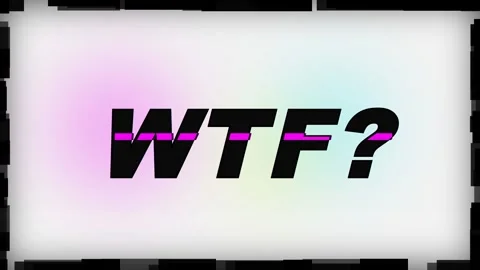 WTF Glitch Text Animation with Retro VHS Effect and Distorted Screen Stock Footage 336617850