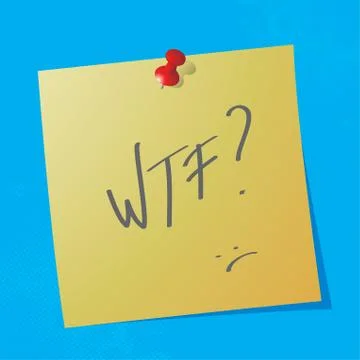 "wtf" handwritten acronym message on sticky paper, eps10 vector illustration Stock Illustration