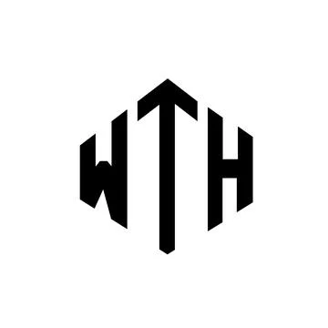 WTH letter logo design with polygon shape. WTH polygon and cube shape logo .. Stock Illustration