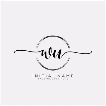 WU Initial handwriting logo with circle template vector Stock Illustration