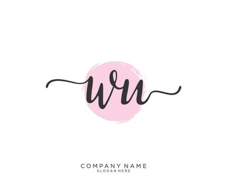 WU Initial handwriting logo design Stock Illustration