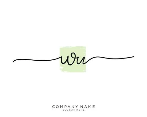 WU Initial handwriting logo design Stock Illustration