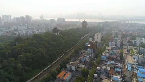 WUHAN, CHINA - MAY 2, 2017: aerial drone view of the private houses buildings in Stock Footage 86877264