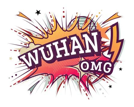 Wuhan Comic Text in Pop Art Style Isolated on White Background. Illustrazione stock