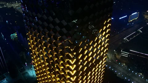 Wuhan coronavirus lockdown, Wanda Reign Hotel, 4K drone Stock Footage 132124802