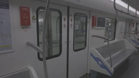 Wuhan Metro 12 Train Doors Close, D-Log Stock-Footage 342880709