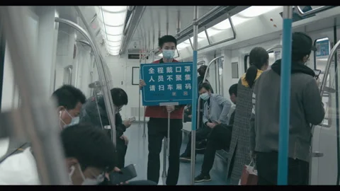 Wuhan new normal after lockdown, commuter train Stock Footage 132608567