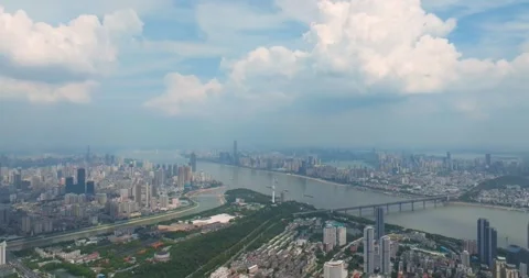 Wuhan Yangtze River and Han River  of the city landmark skyline scenery Stock Footage 260054875