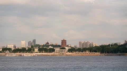 Wuhan Yellow Crane Tower Time-lapse with Dramatic Clouds and Cityscape Stock Footage 326684125