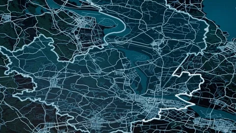 Wuhu China Glowing Digital Map Animation 4K Video stock 337805424
