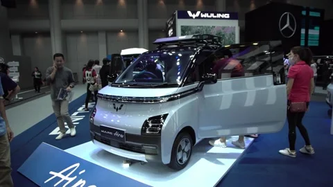 Wuling Air EV was on display at the motor expo 2023 Stock Footage 258303357