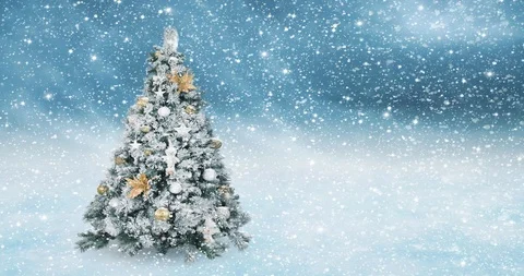 Wunderschöner Weihnachtsbaum auf einer Winterlandschaft 스톡 동영상 103469433