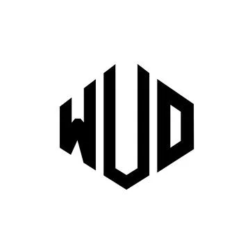 WUO letter logo design with polygon shape. WUO polygon and cube shape logo .. Stock Illustration