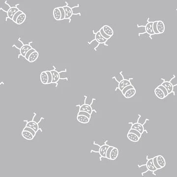Wurst meat character line vector seamless pattern Stock Illustration