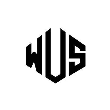 WUS letter logo design with polygon shape. WUS polygon and cube shape logo .. Stock Illustration